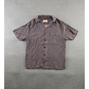 CDLP Pool Shirt Mens 48 Large Burgundy Check Short Sleeve Made In Portugal